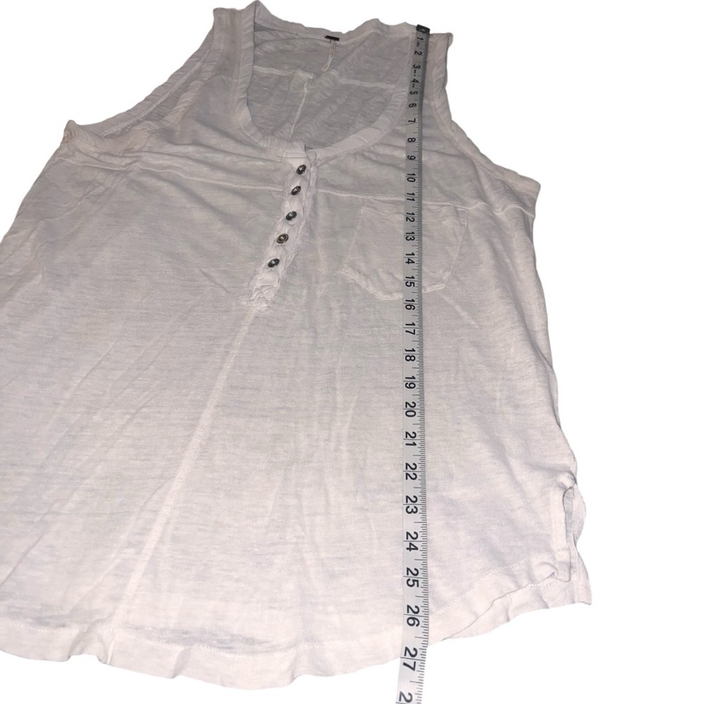 EUC Free People White Linen Cotton Sleeveless Henley Tank Top Small - Picture 8 of 8
